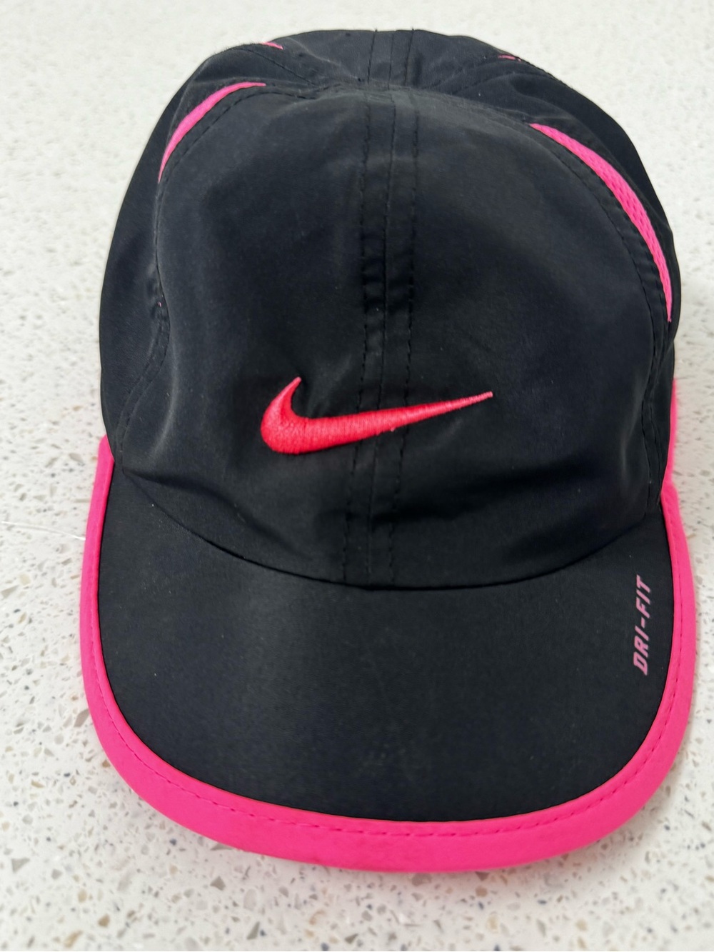 Nike Dri-Fit Hat Youth Cap Adjustable Pink Black Swoosh Running Golf OSFM 4/6X